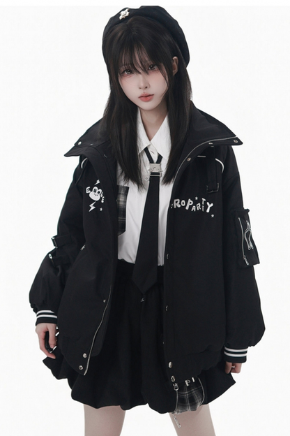 モードダークジャケット+シャツ+ロングスカート+ショートスカート