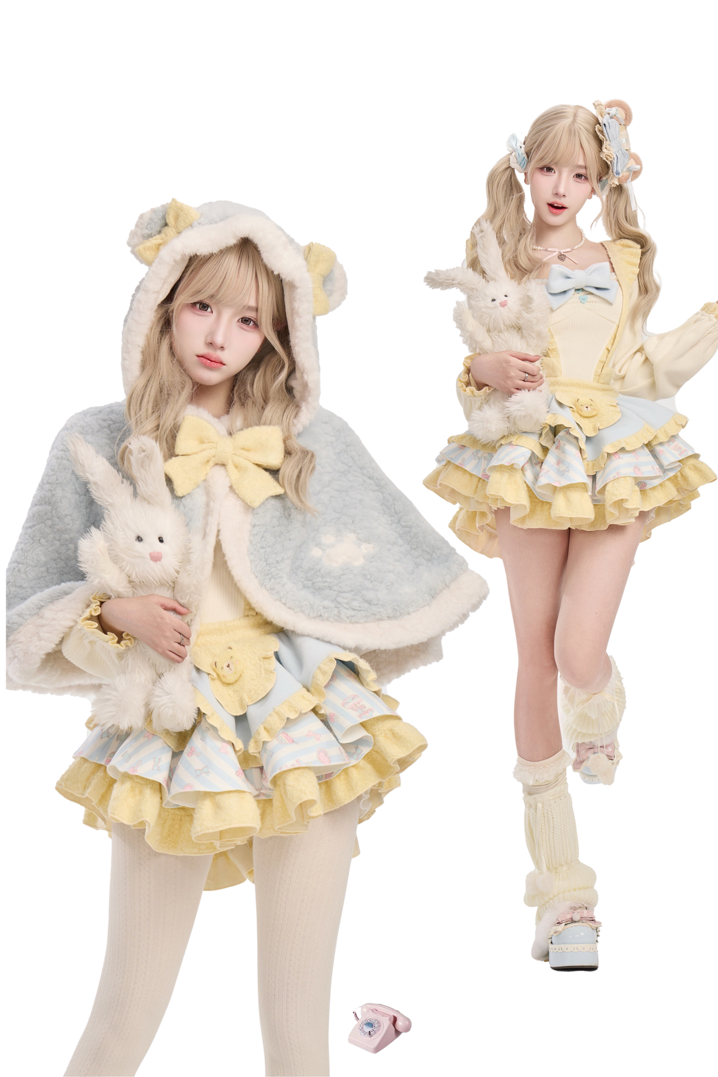 プリンパラダイスニット+スタイケーキスカート+マント