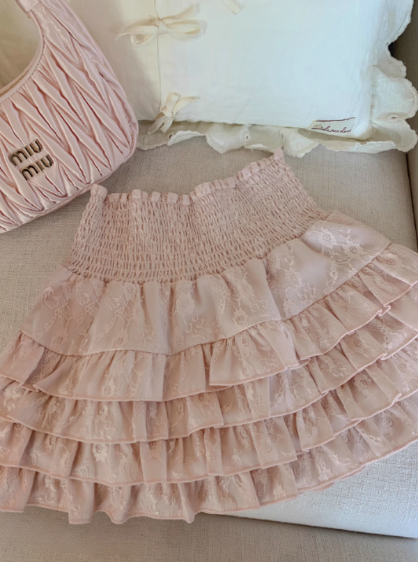 Cream Cake High waist Chuhrace short skirt