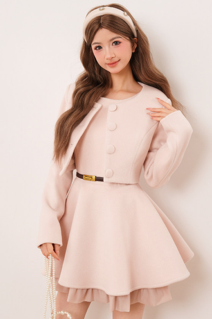 スイートパウダーショートジャケット+フレアドレス