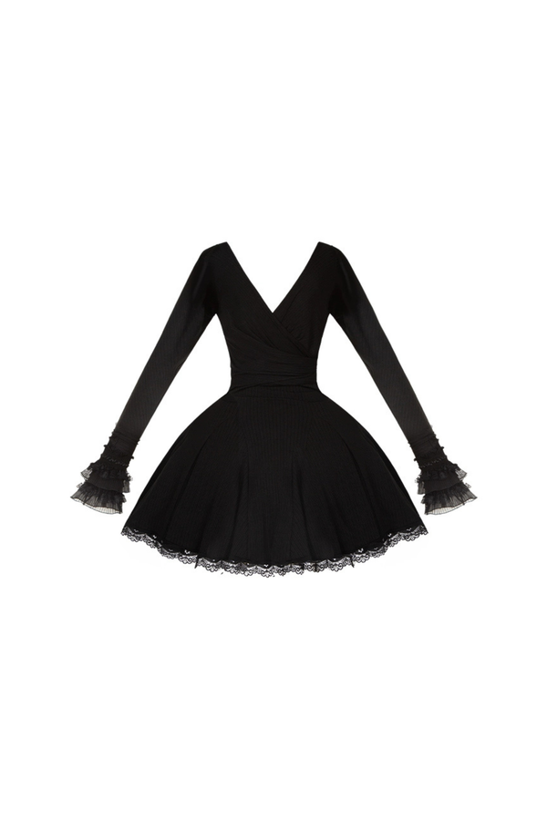 ローVネックニットストレッチスリムワンピース