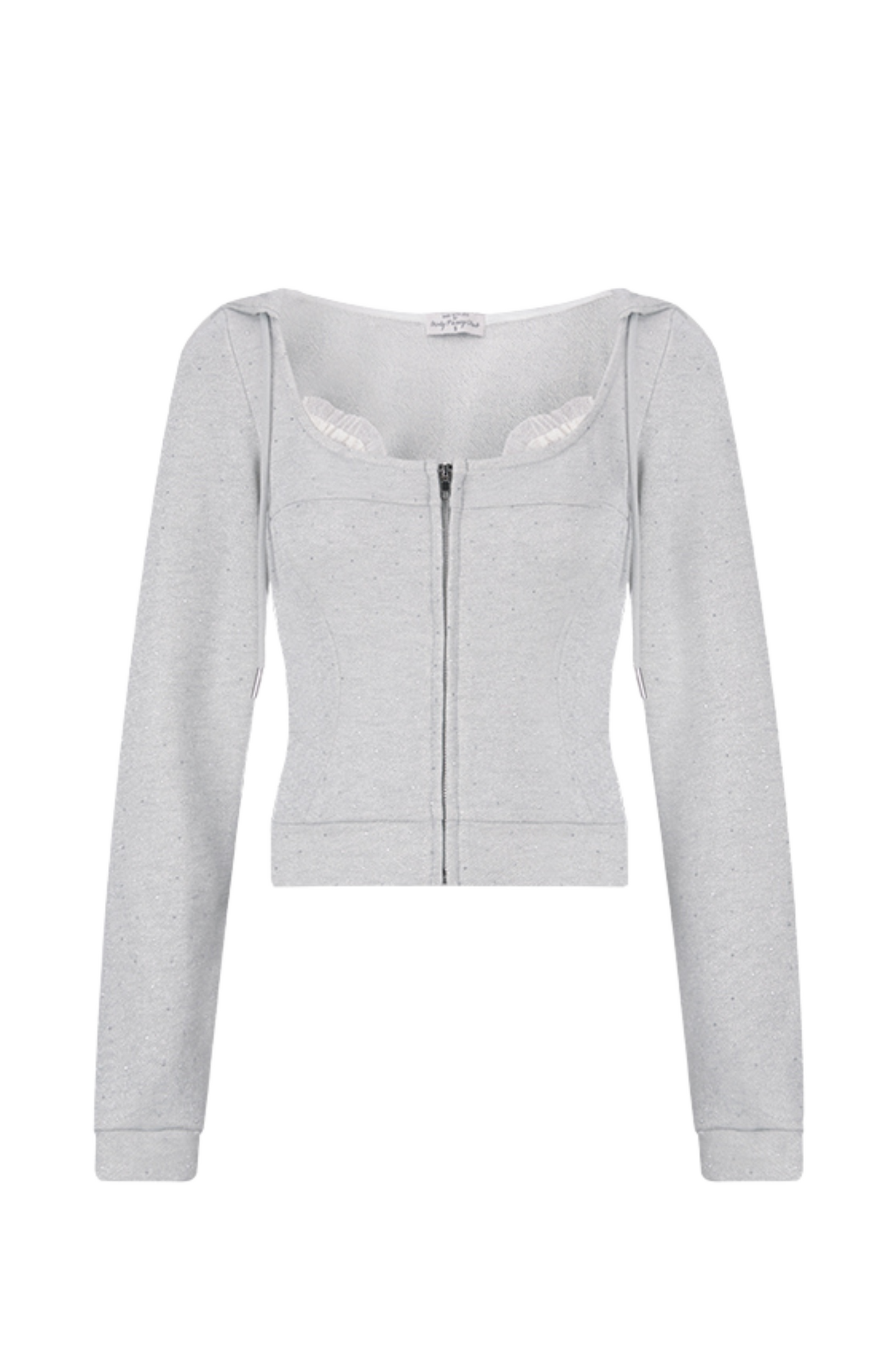 Rhinestone Hooded Parka + Ruffle Cake Pants Skirt