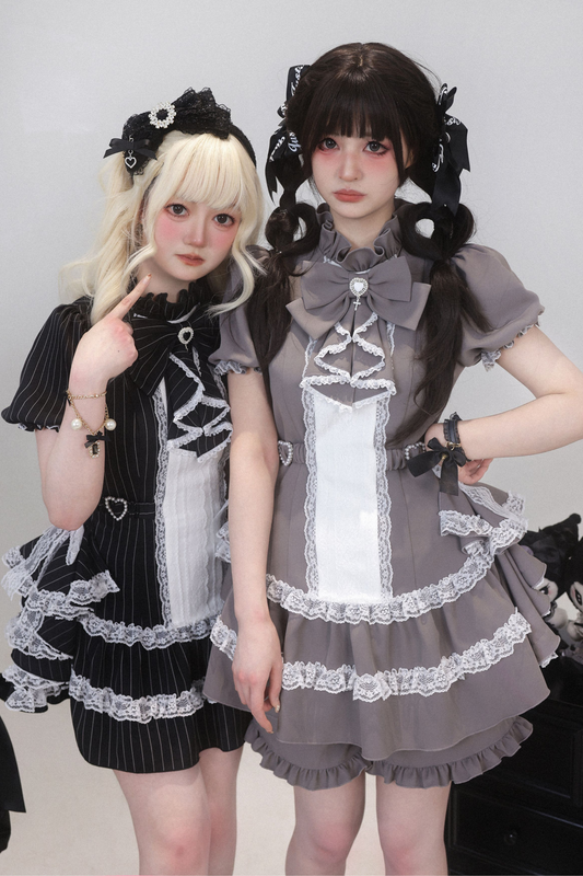 Puff Sleeve Elegant Gothic Style Top + Pants