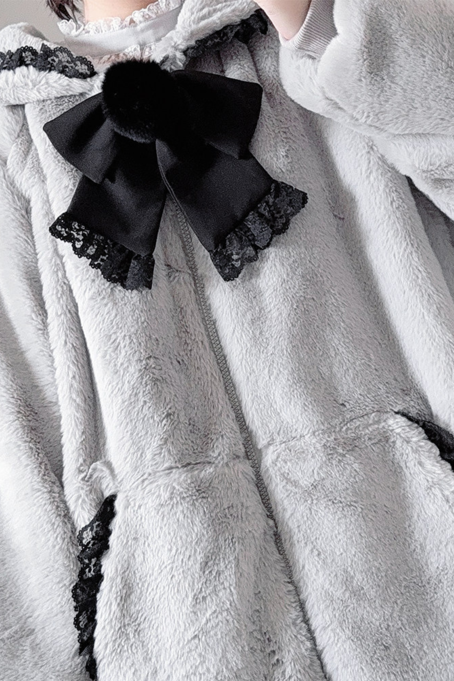 Snow Mouse Lace Fur Coat