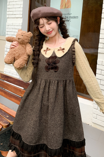 レトロチェックドレス+レトロドールトップス