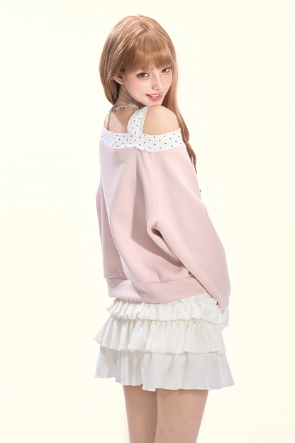 Dot Sweet Cream Pink Sweatshirt