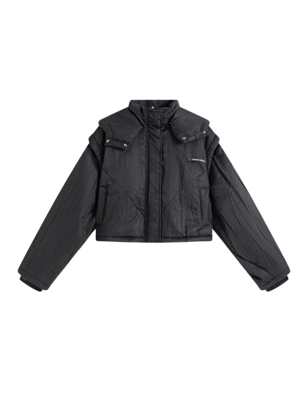 ルーズデザインショートフーディーコットンジャケット