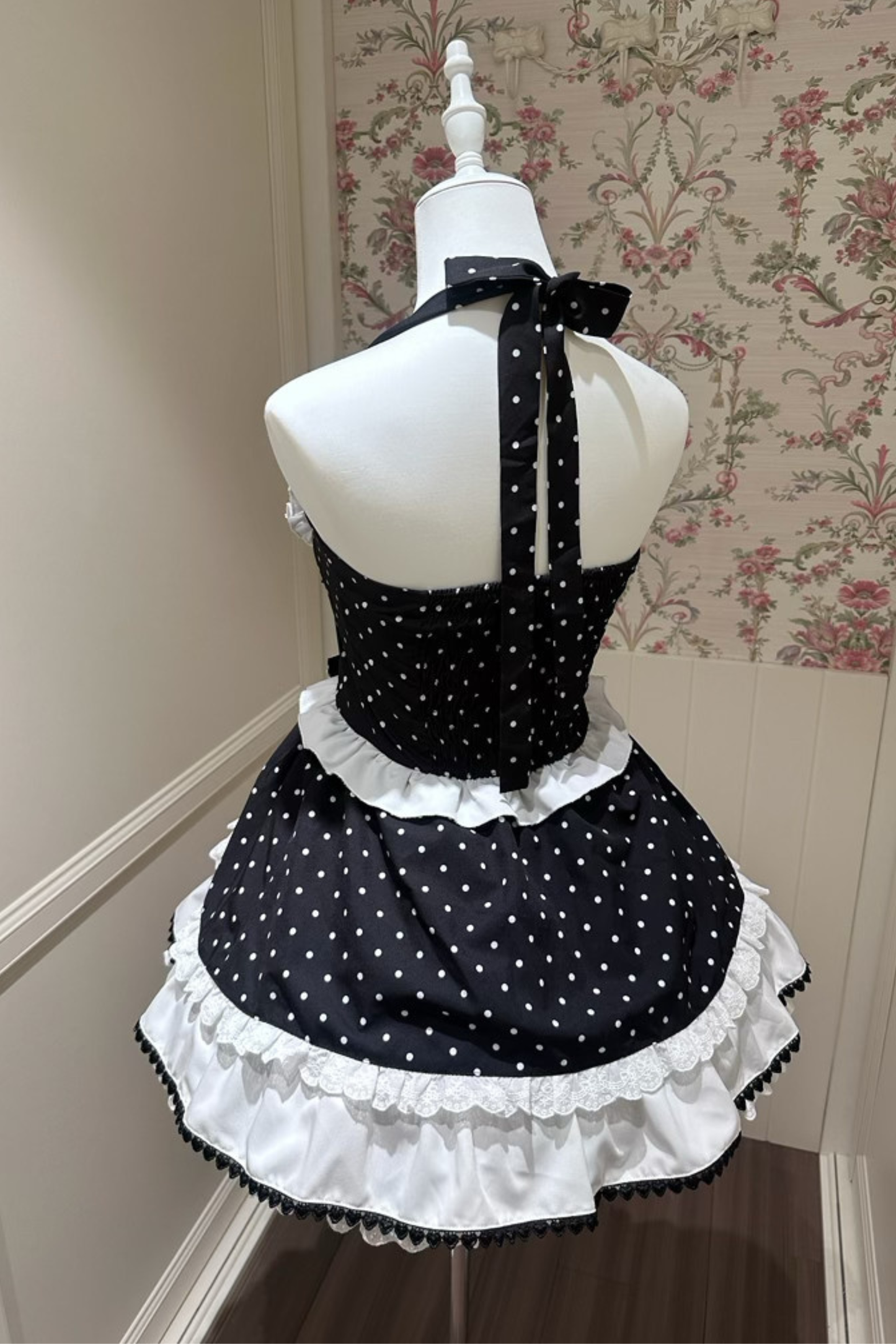 ヴィンテージスイートハートドットドレス+インナートップス
