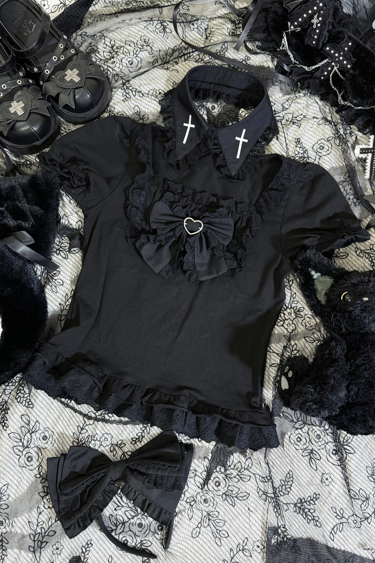 エンジェルストライプクロスベスト+トップス+スカート