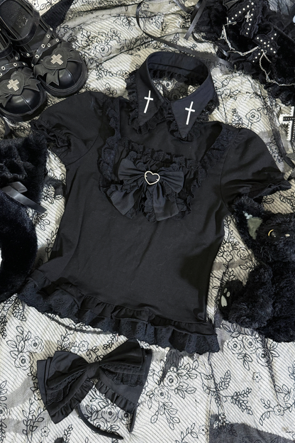 エンジェルストライプクロスベスト+トップス+スカート