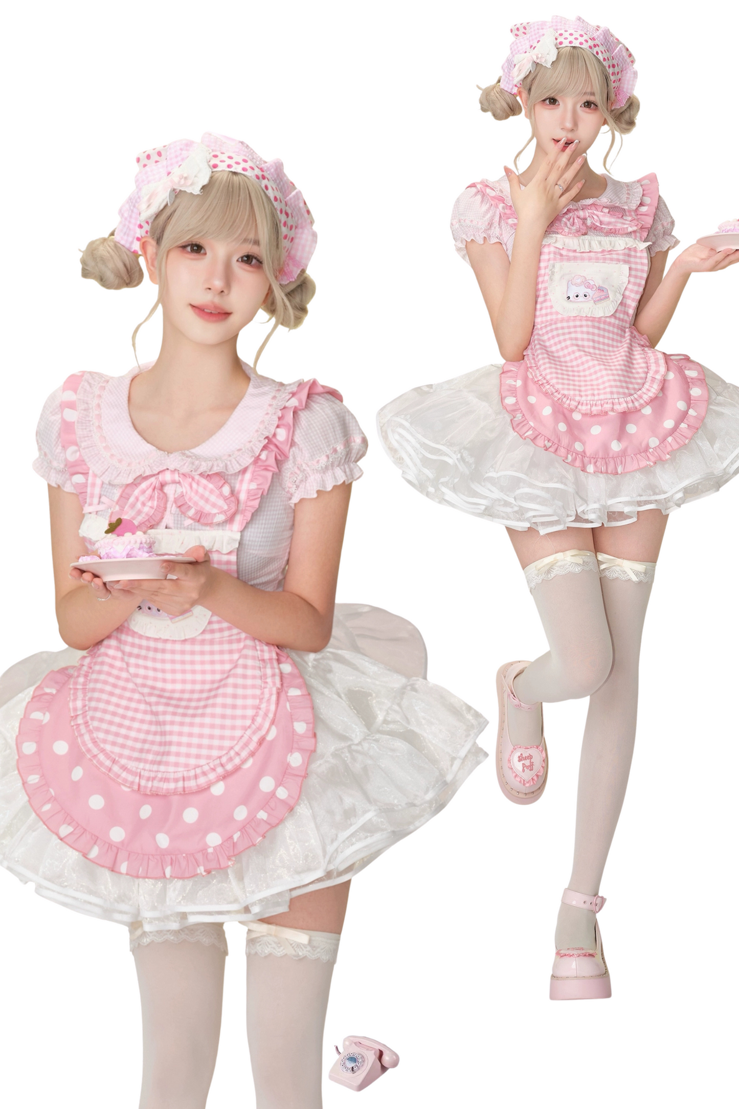 スイートドリームシェフトップス+リボンメイドエプロン+スカート