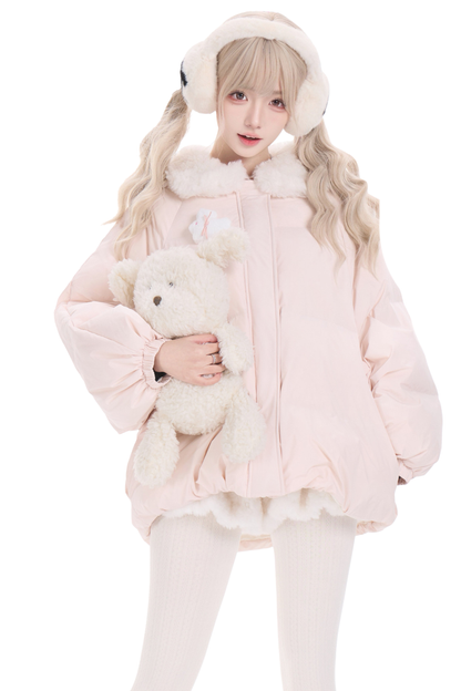 スイートスノーラビットダウンジャケット+ショートパンツ