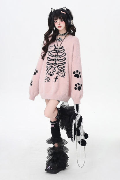 Dark Sweet Cat Design Loose Knit