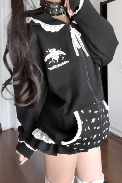 ダークキュートレースフードパーカー