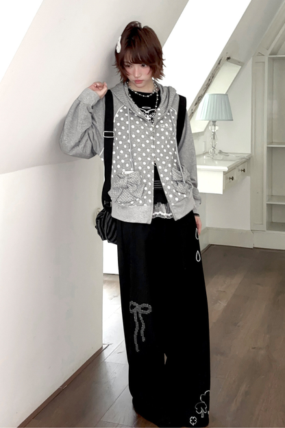 Y2K Dot Design Hoodie