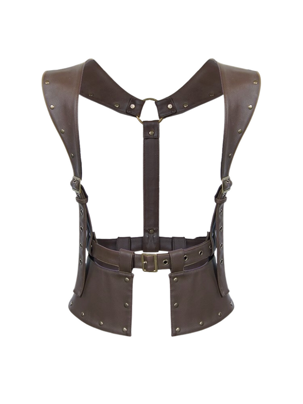 スチームパンクブラウンレザータクティカルベルトショルダーストラップ