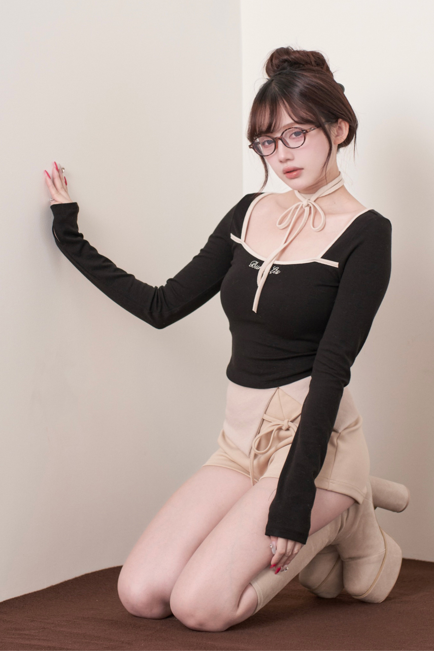 カラーブロッキングトップス+パンツ