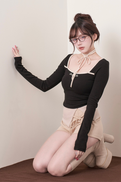 カラーブロッキングトップス+パンツ