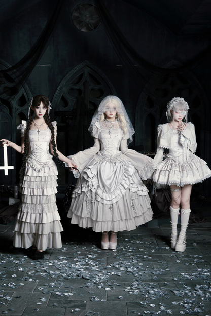 ゴシックロリータスカート+コルセット+ベール+ネックレス+ウエストチェーン
