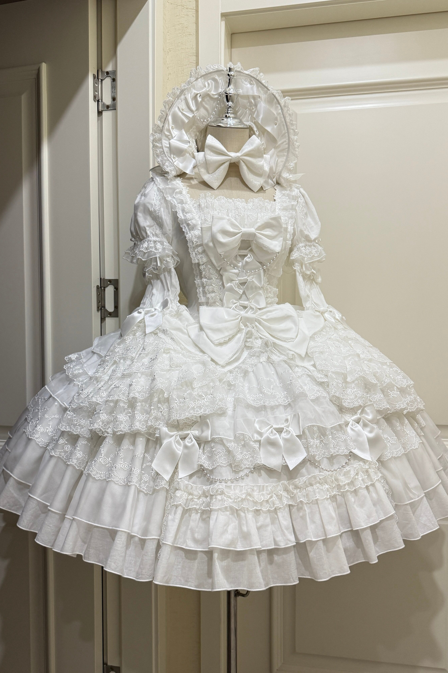 スウィートハートフリルリボンロリータドレス+BNT+ネックレス+姫袖