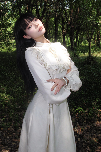 French Retro Elegant Lace Long Dress