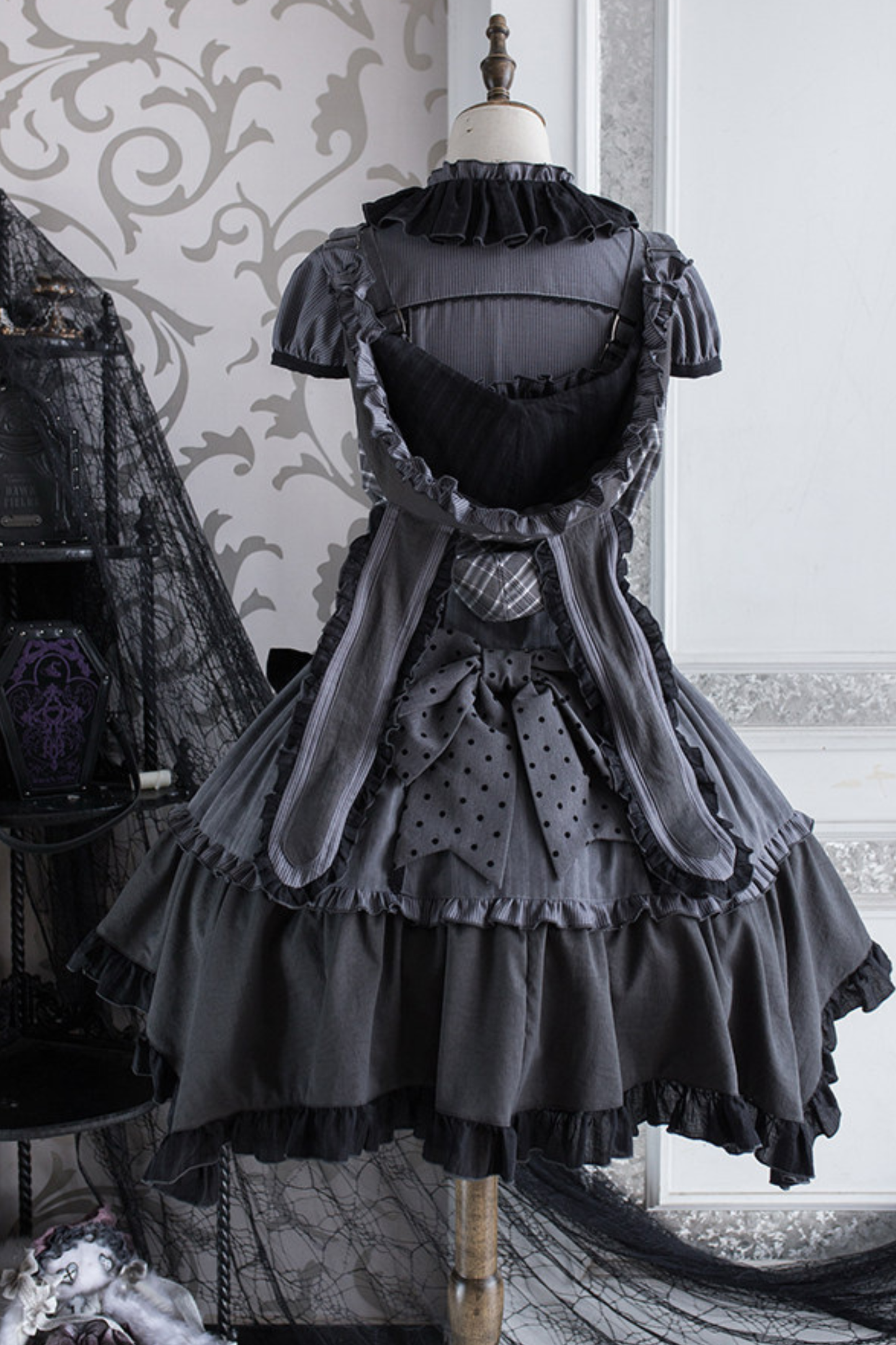 Striped Skirt + Leg Ring + Shirt