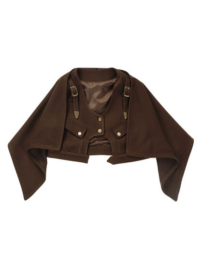 Rose Detective] Brown Cape Vest Shirt Skirt Suit