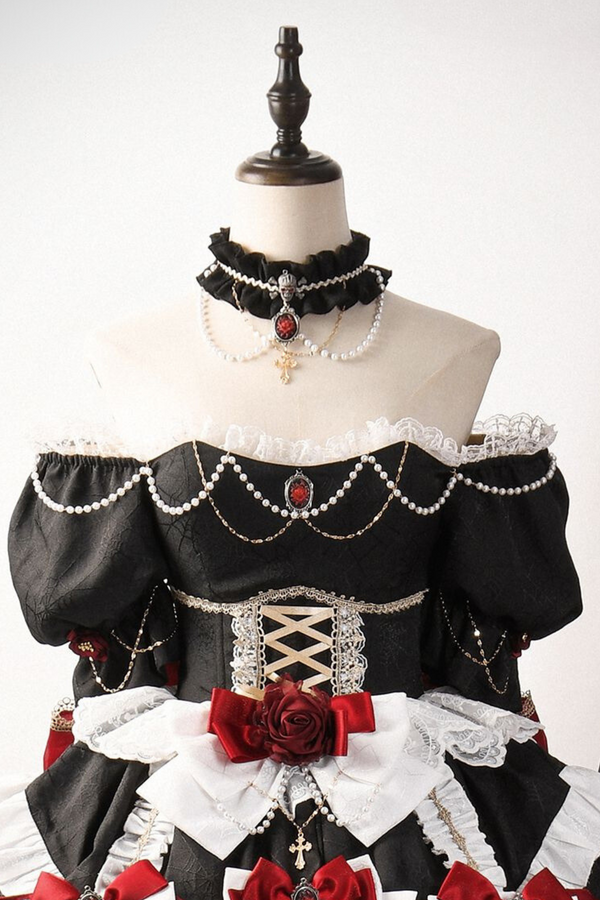 【予約商品】ダークパターンゴシックゴージャスエレガントドレス【ショート・ロング】