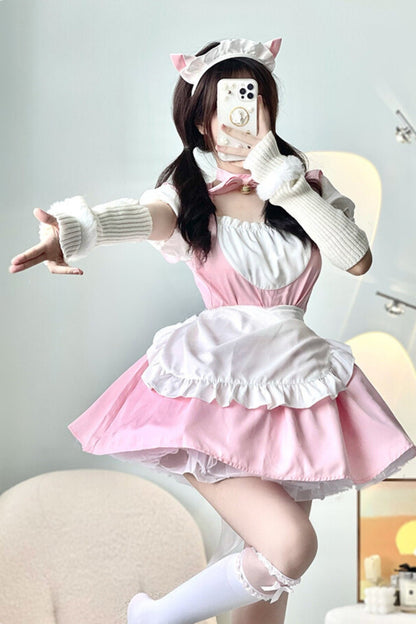 Pink Anime Lolita Maid Cosplay Dress