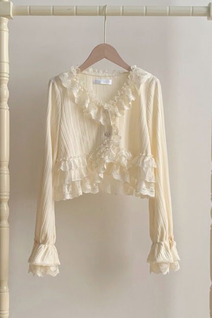 レーストリムニットカーディガン