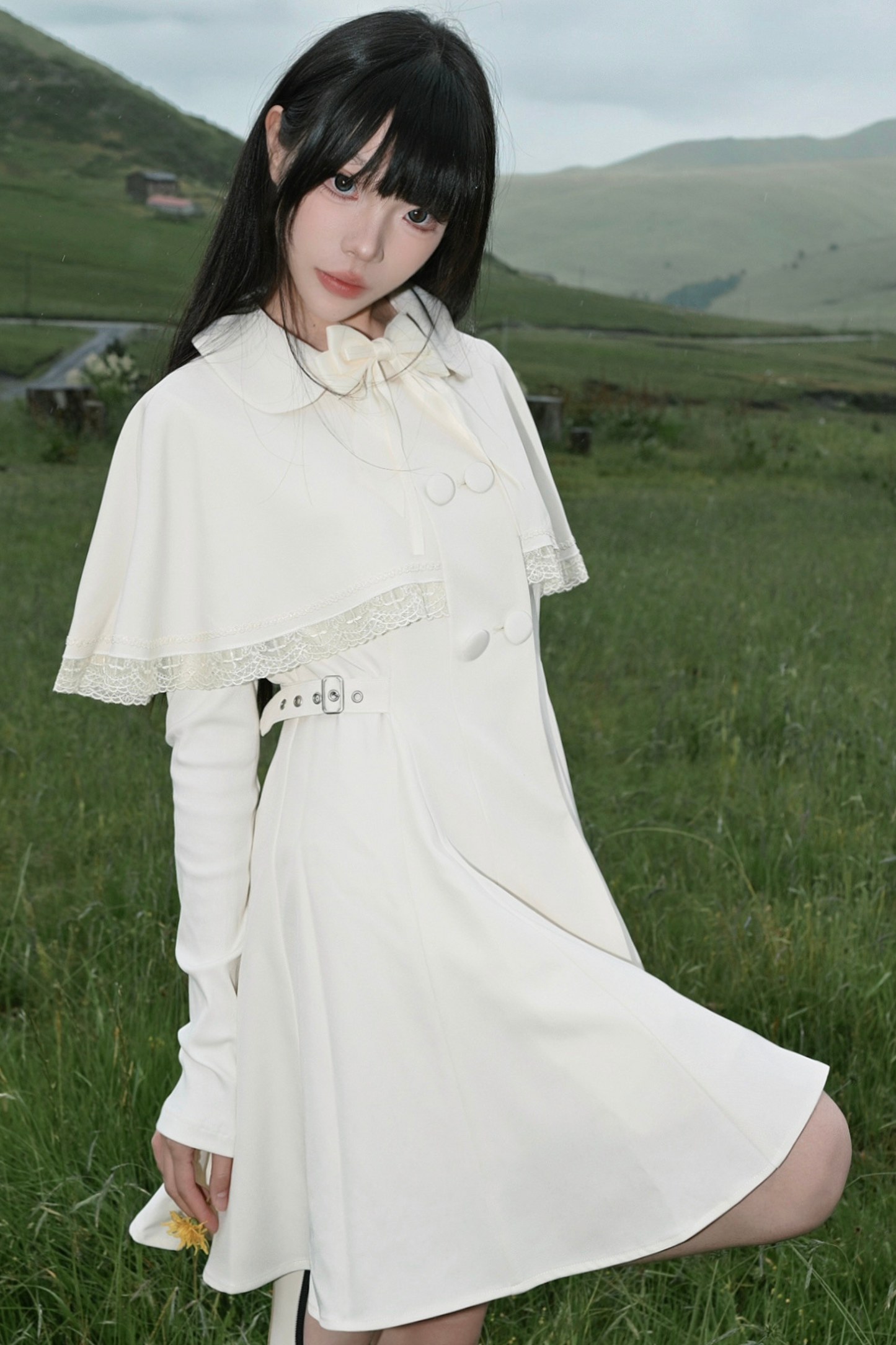 Cape Dark White Girl Dress