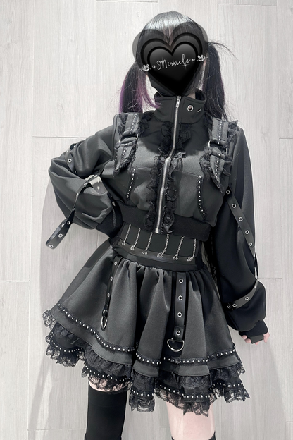 ダークサブカルスポーティジャケット+スカート