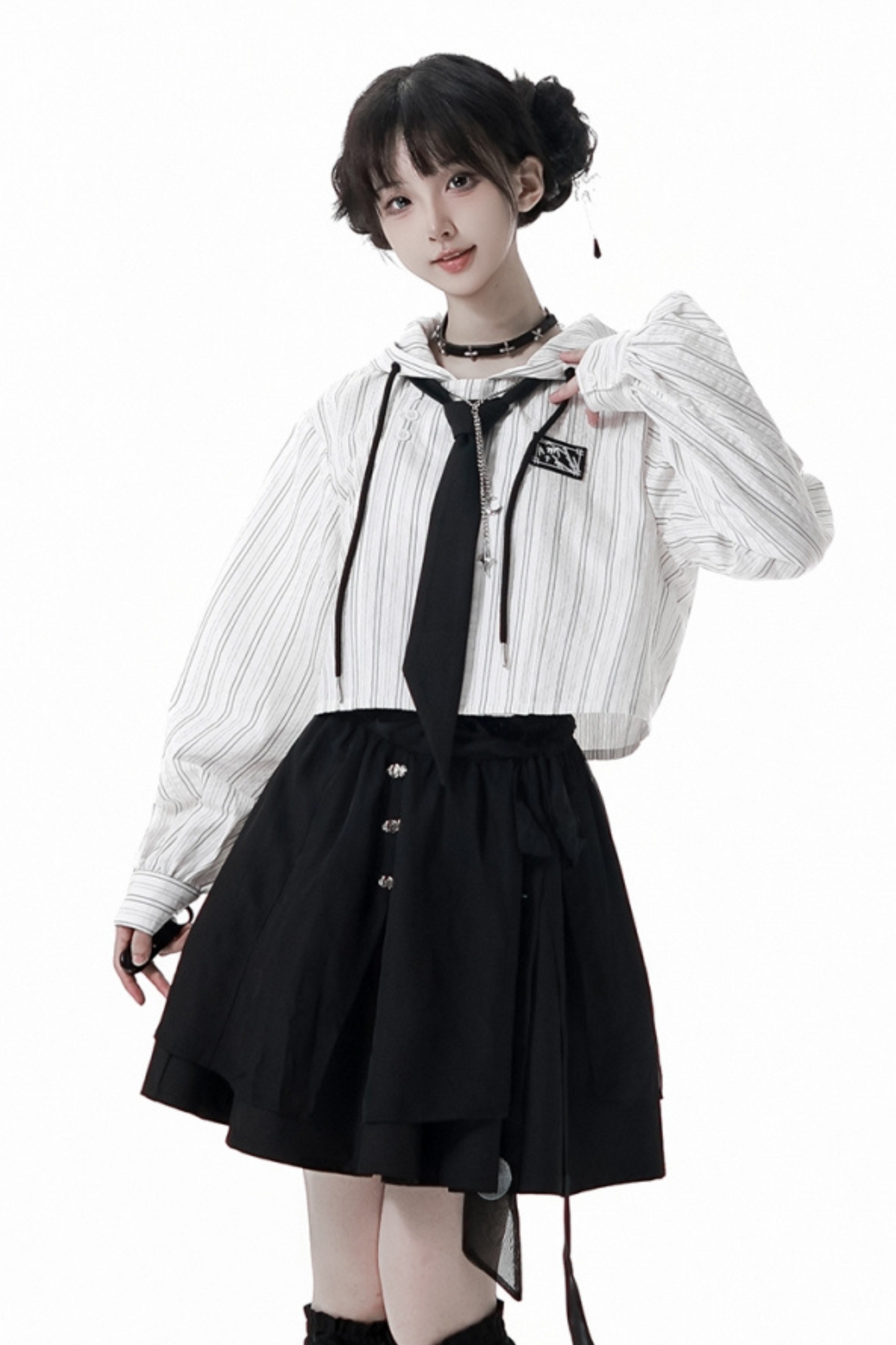 ストライプカップルガールフレンドチャイナセットアップ