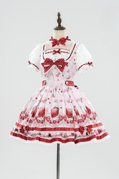 [Vorbestellung bis 3. April] Strawberry-Story-Lolita-Kleid + Accessoires