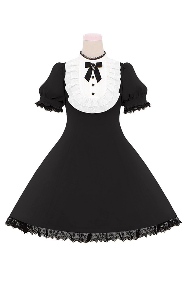 Lace Puff Sleeve Dress + Ribbon Clip