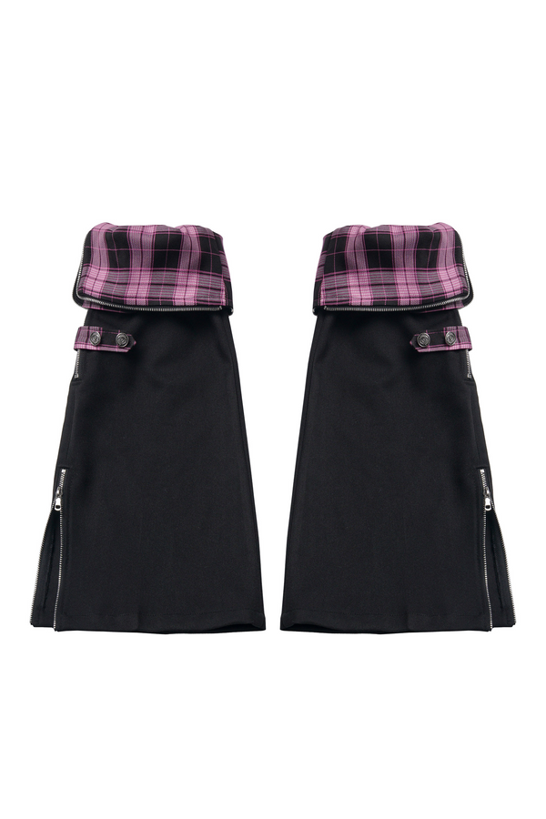 ピンクブラックチェックラムウールウォームセットアップ