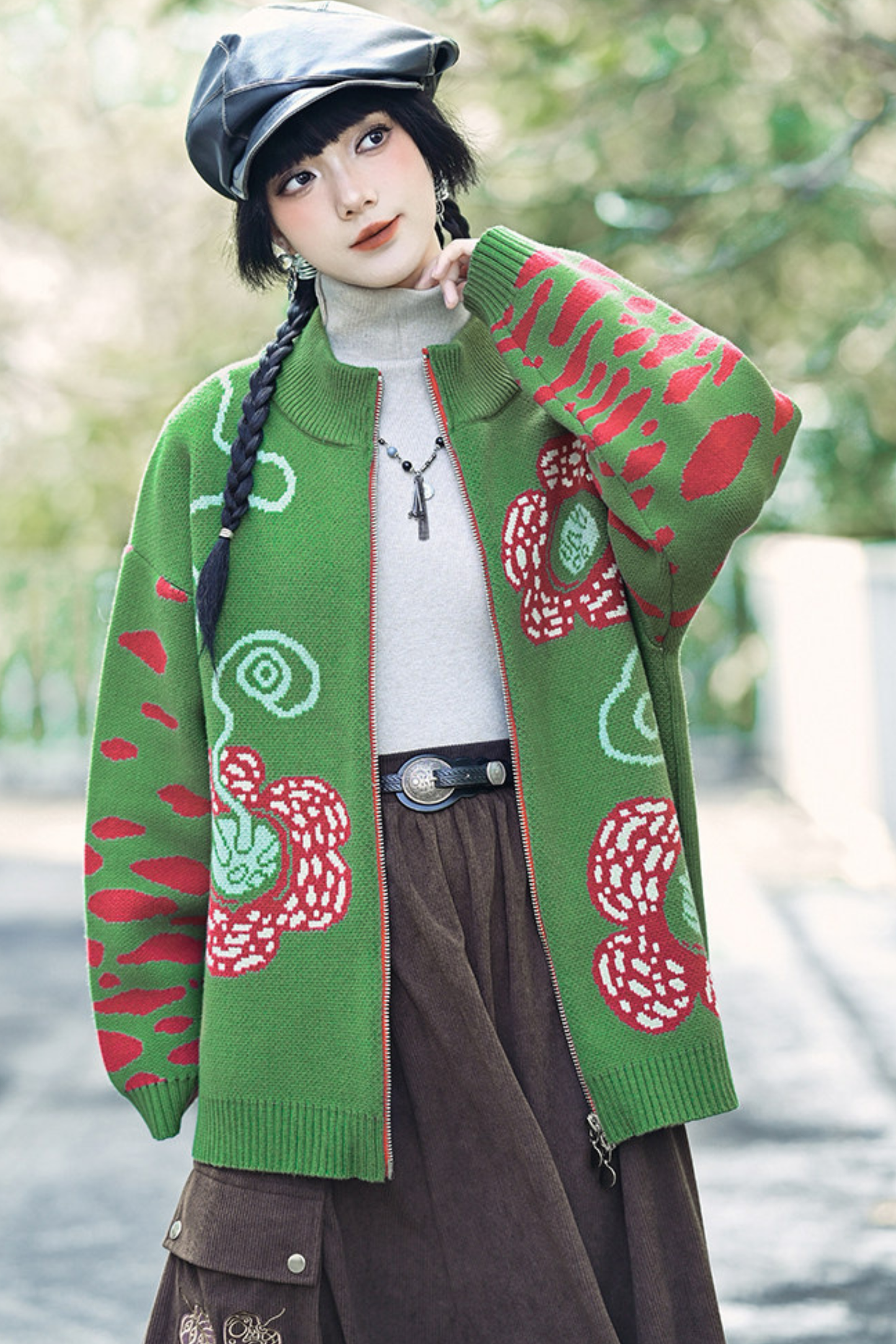 Rafflesia Flower Pop Zip Cardigan