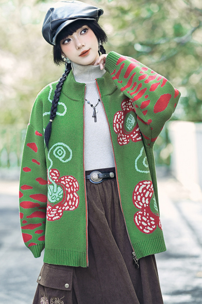 Rafflesia Flower Pop Zip Cardigan