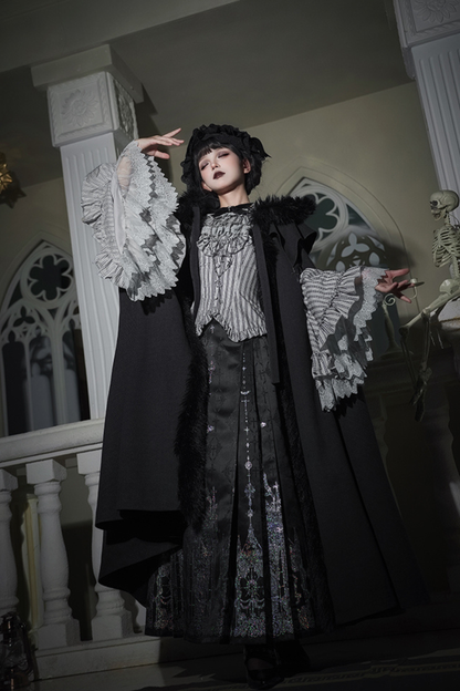 ダークゴシックフリースフードマント