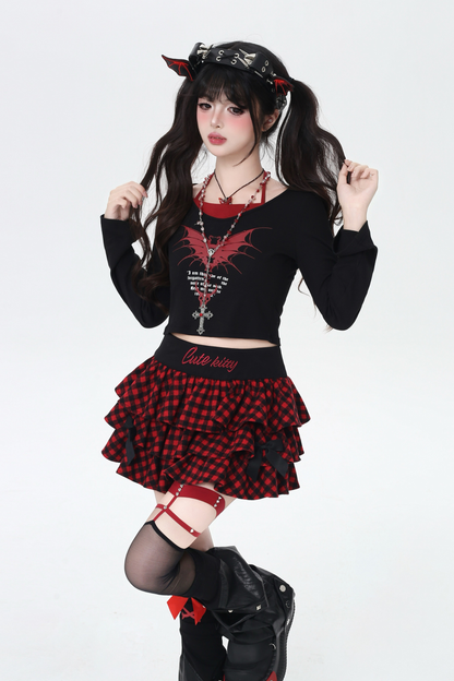 ロゴチェッカースカート