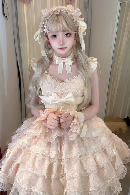 【予約商品】プリンセスバレエケーキロリータドレス+ヘアバンド+ネックレス+スリーブ+テール