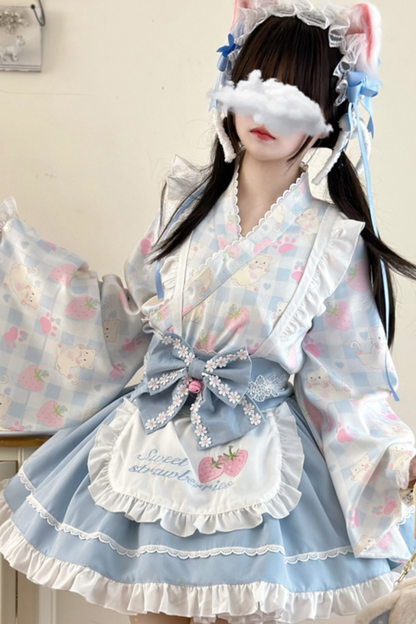[Reservation Product] Strawberry Retro Cafe Japanese Style Lolita Dress