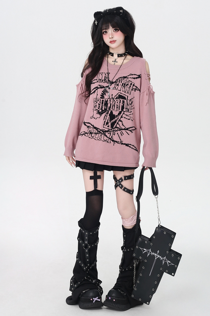 サブカルチャーロックガールルーズトップス