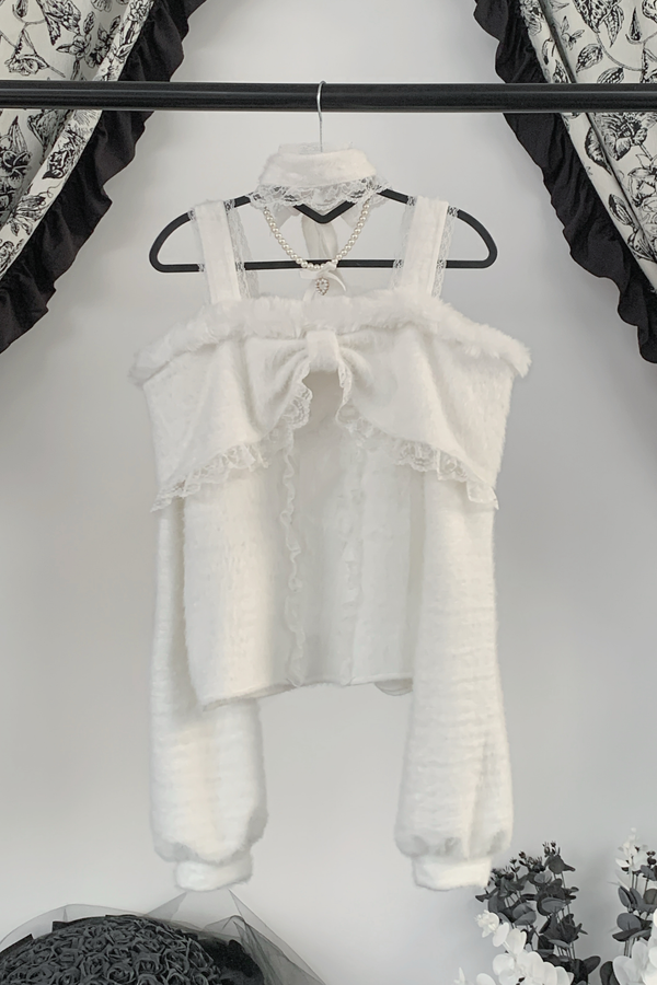 Lace Bow Off-the-shoulder Top