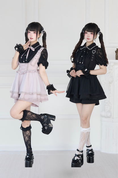 【予約商品】スプレシアーレーススリーブリボンシャツ＋ストラップビスチェドレス