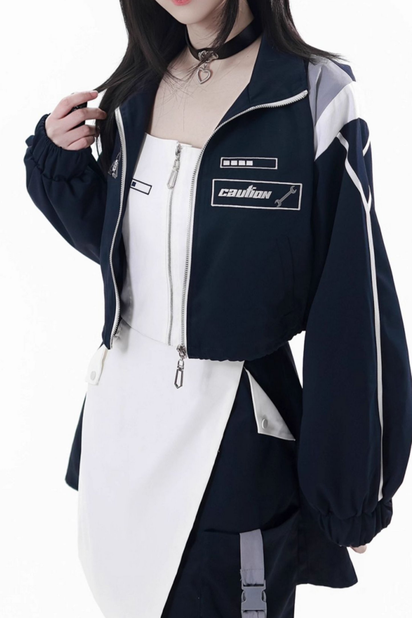 サブカルカーゴショートコート+ジャンパースカート+スカート +レッグウォーマー