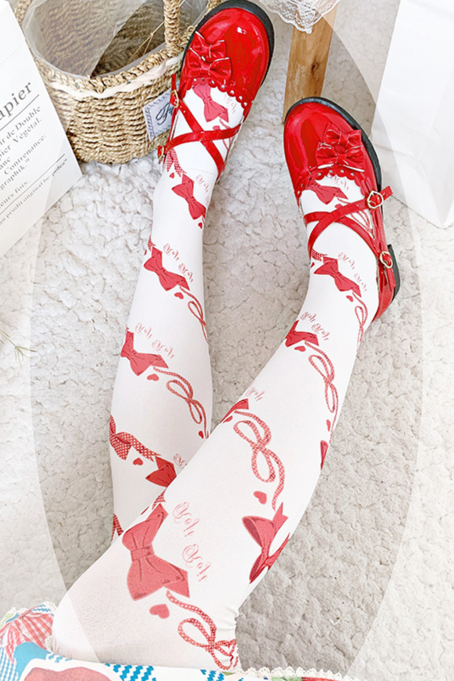 Love Spin Velvet Print Lolita Socks