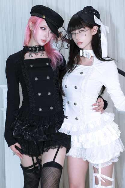 ホルターネックダブルブレストトップス