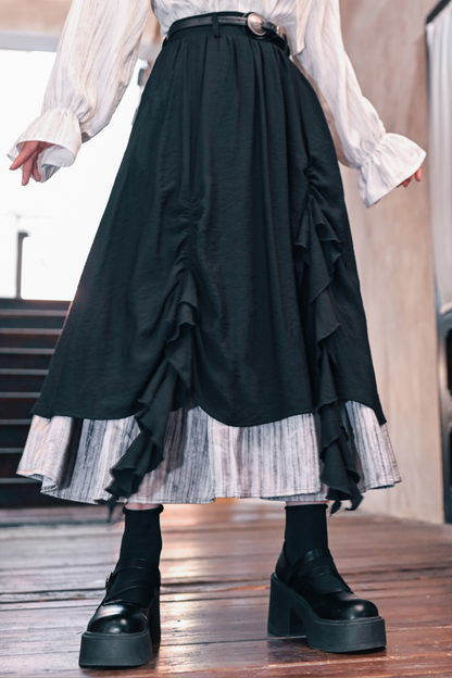 ストリーマーデザインダブルレイヤースカート