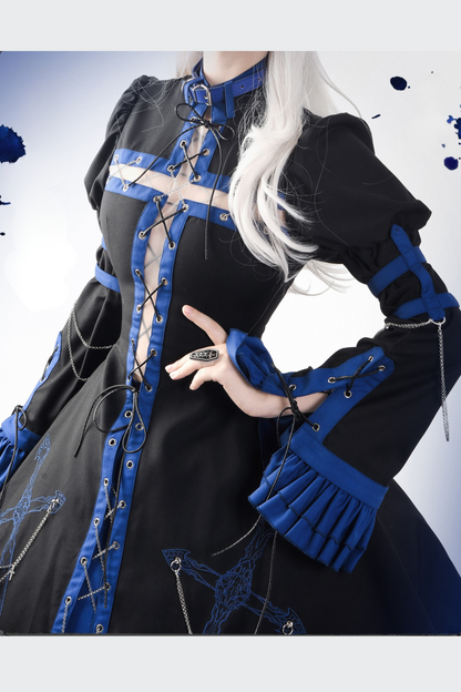 Split Cross Gothic Dark Nun Dress Setup